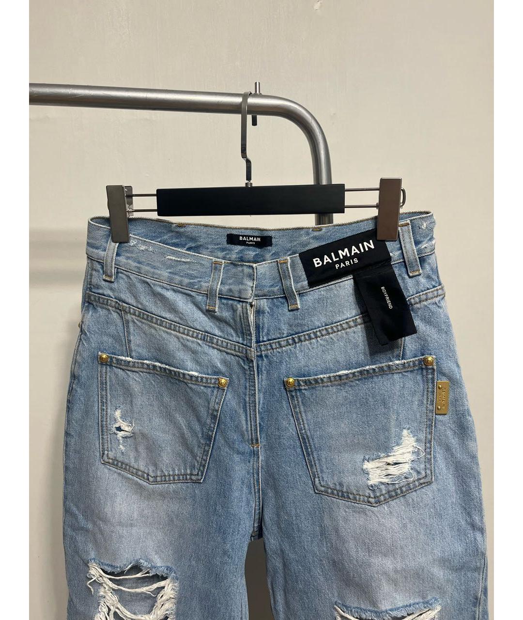 BALMAIN Голубые хлопковые прямые джинсы, фото 2