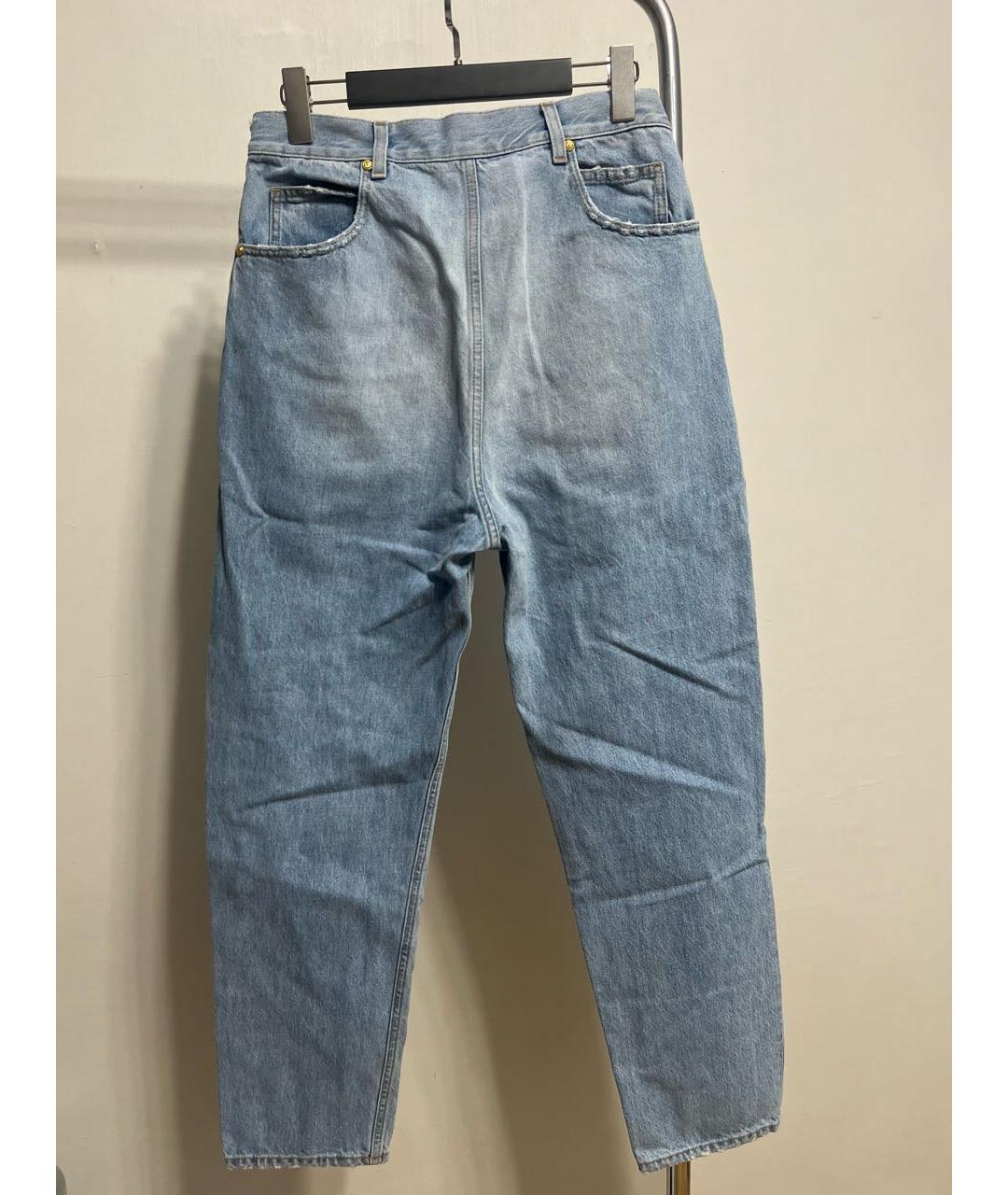 BALMAIN Голубые хлопковые прямые джинсы, фото 4