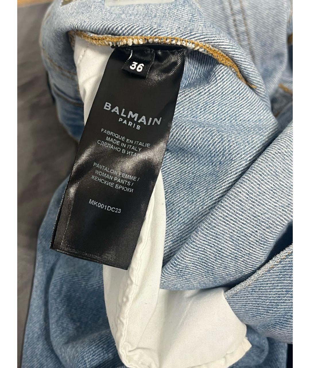 BALMAIN Голубые хлопковые прямые джинсы, фото 5