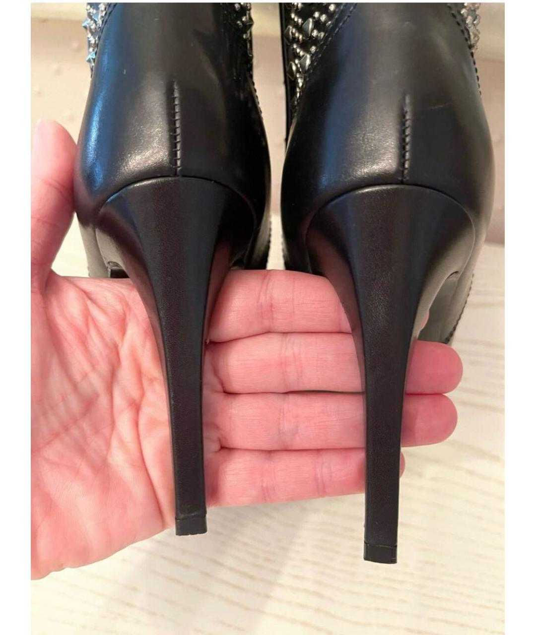 SAINT LAURENT Черные кожаные полусапоги, фото 3