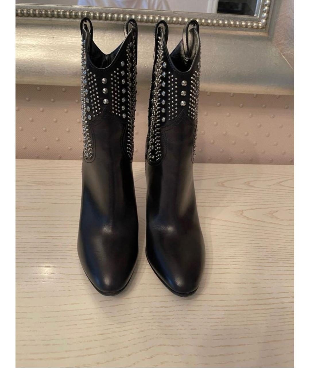 SAINT LAURENT Черные кожаные полусапоги, фото 2
