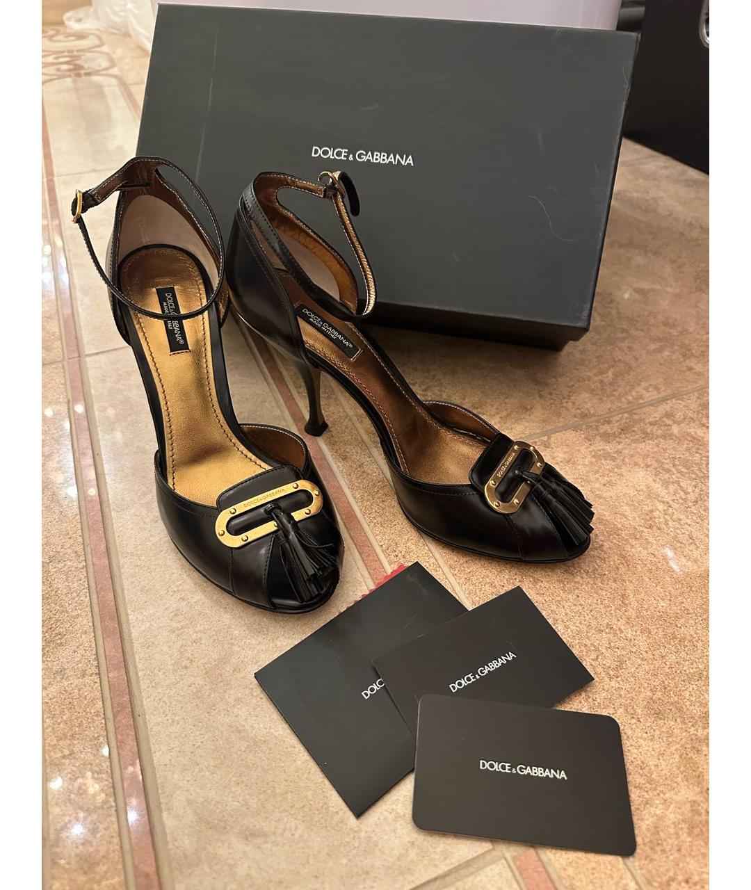 DOLCE&GABBANA Черные кожаные босоножки, фото 6