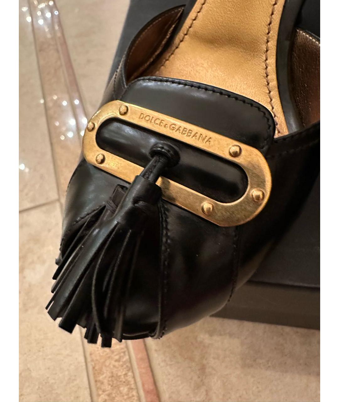 DOLCE&GABBANA Черные кожаные босоножки, фото 5
