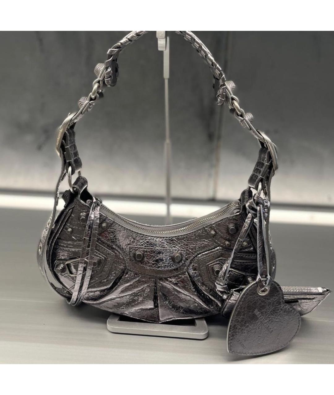 BALENCIAGA Антрацитовая кожаная сумка через плечо, фото 2