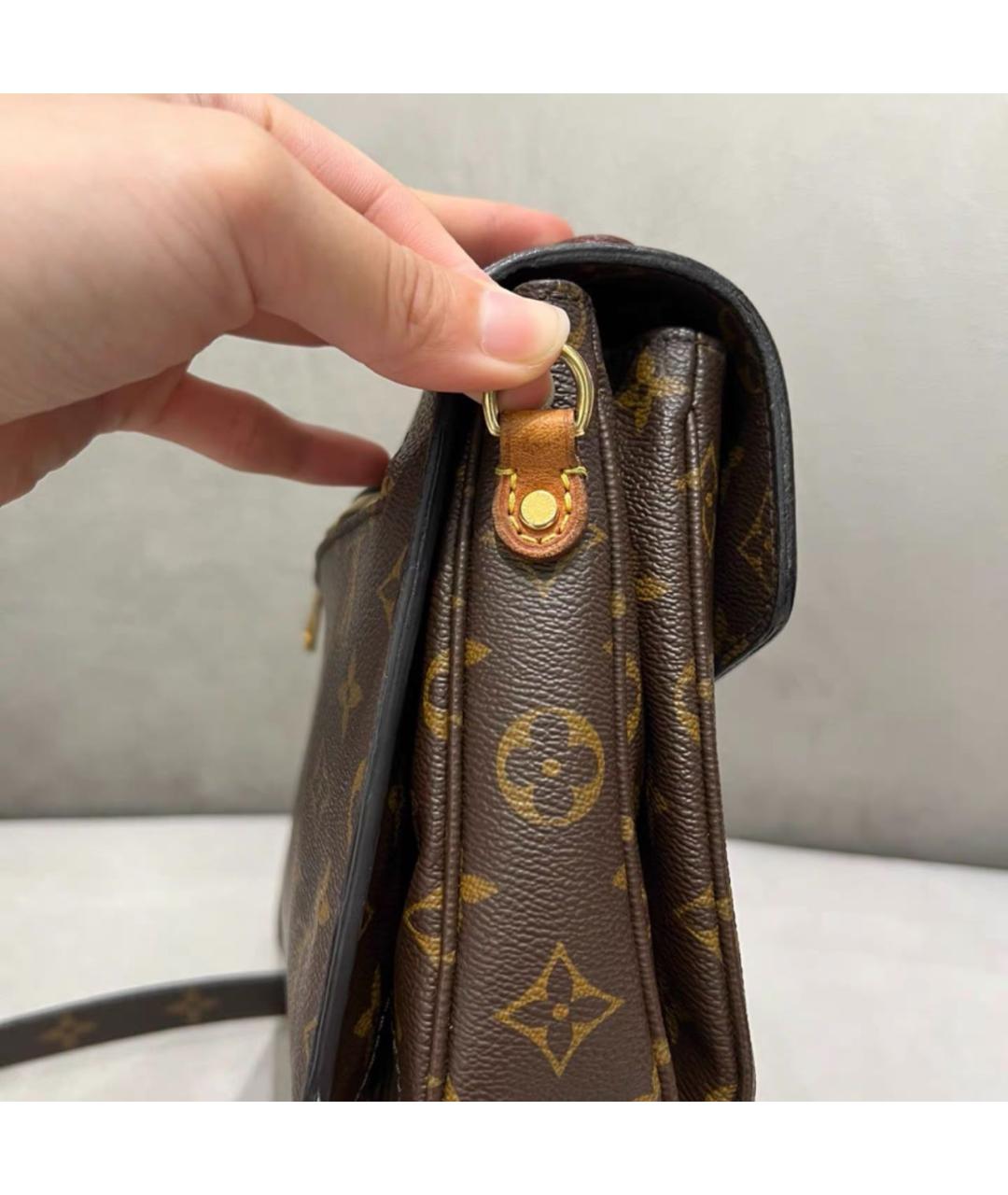 LOUIS VUITTON Коричневая кожаная сумка через плечо, фото 4