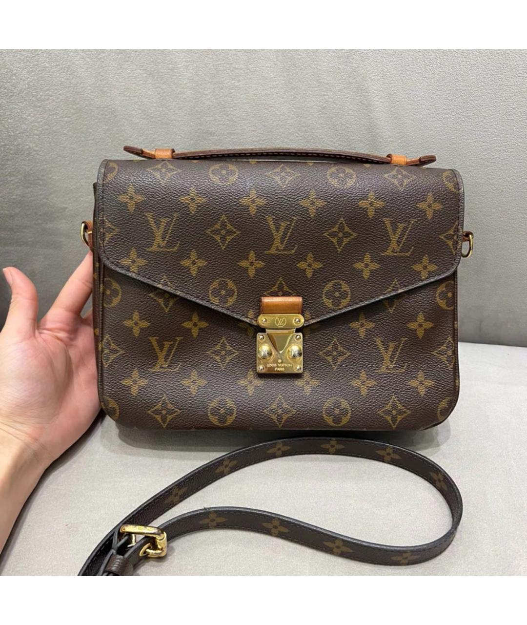 LOUIS VUITTON Коричневая кожаная сумка через плечо, фото 9