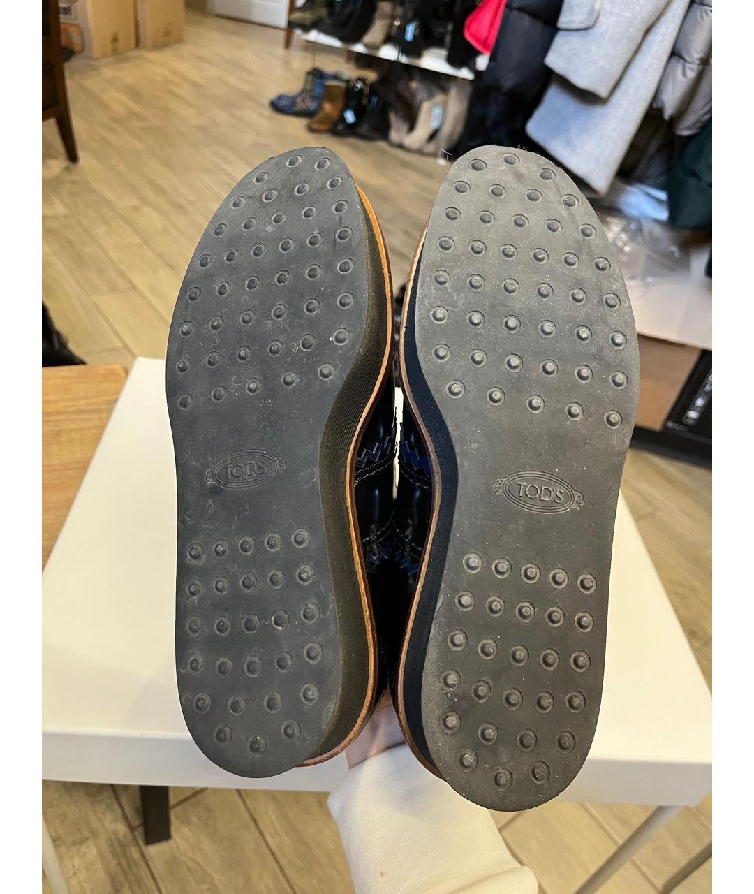 TOD'S Черные кожаные брогги и оксфорды, фото 3
