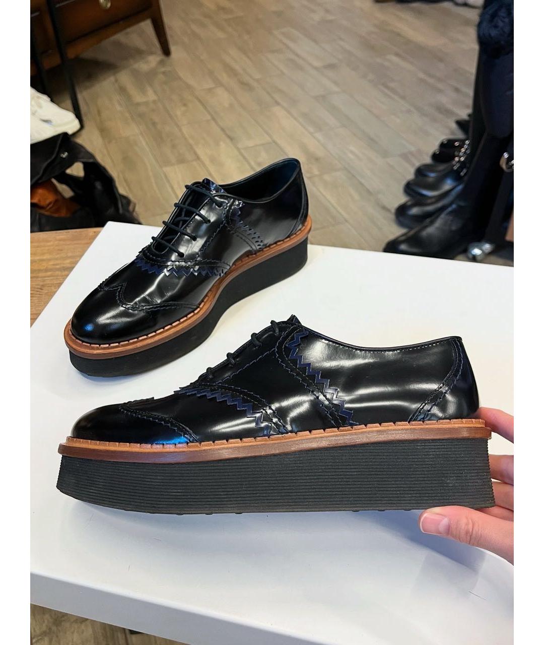 TOD'S Черные кожаные брогги и оксфорды, фото 9
