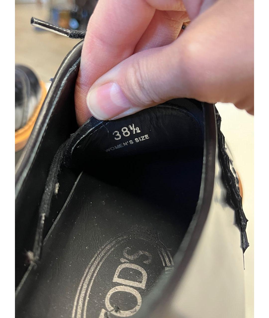 TOD'S Черные кожаные брогги и оксфорды, фото 8
