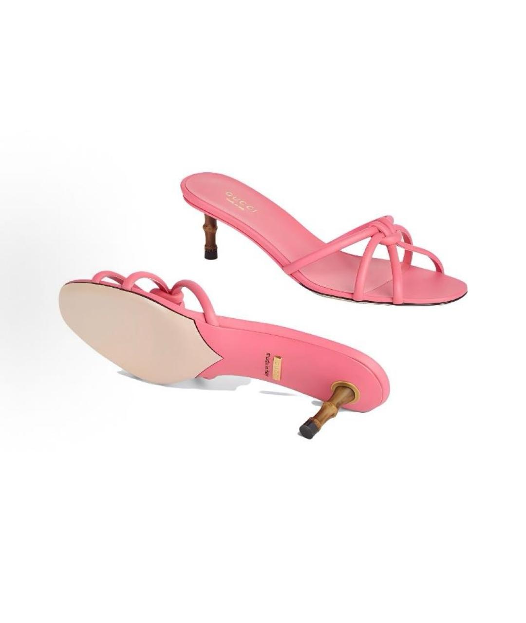 GUCCI Коралловые кожаные босоножки, фото 5