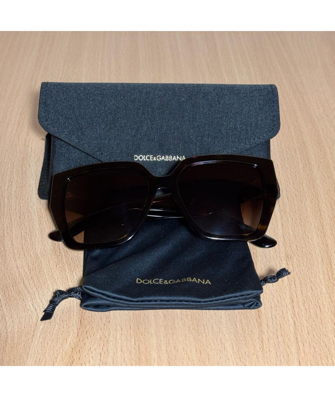 DOLCE&GABBANA Коричневые пластиковые солнцезащитные очки, фото 4