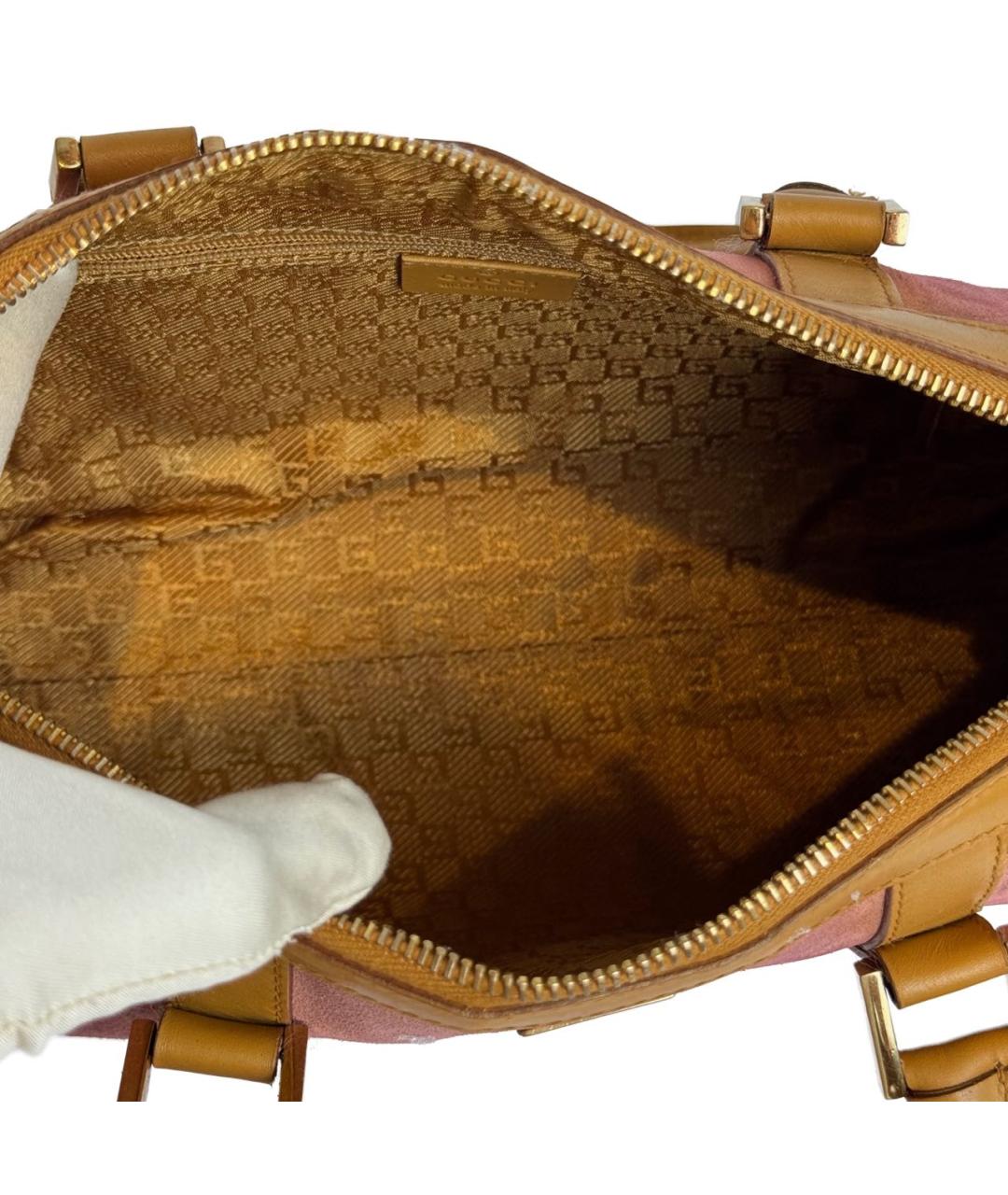 GUCCI Розовая замшевая сумка с короткими ручками, фото 6