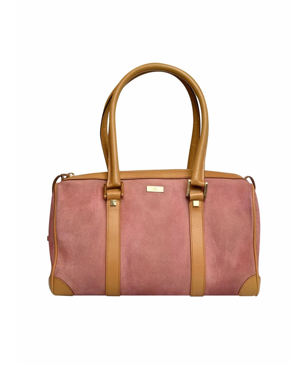 GUCCI Розовая замшевая сумка с короткими ручками, фото 1