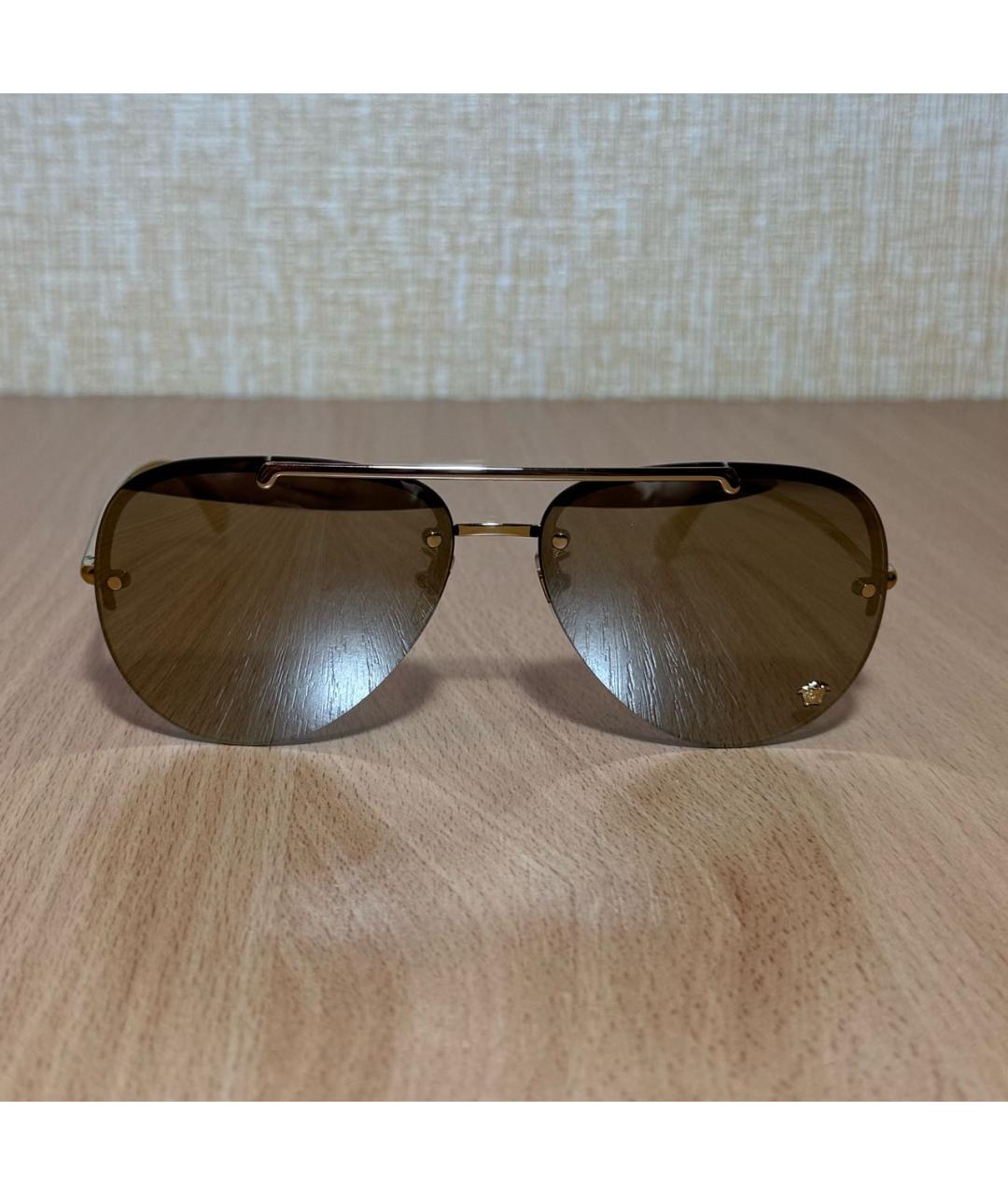 VERSACE Золотые металлические солнцезащитные очки, фото 6