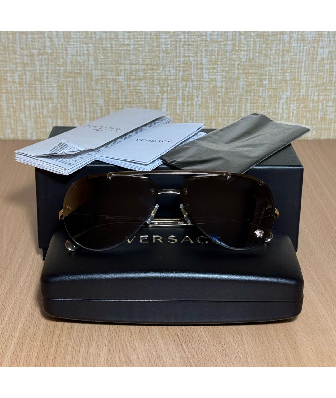 VERSACE Золотые металлические солнцезащитные очки, фото 5