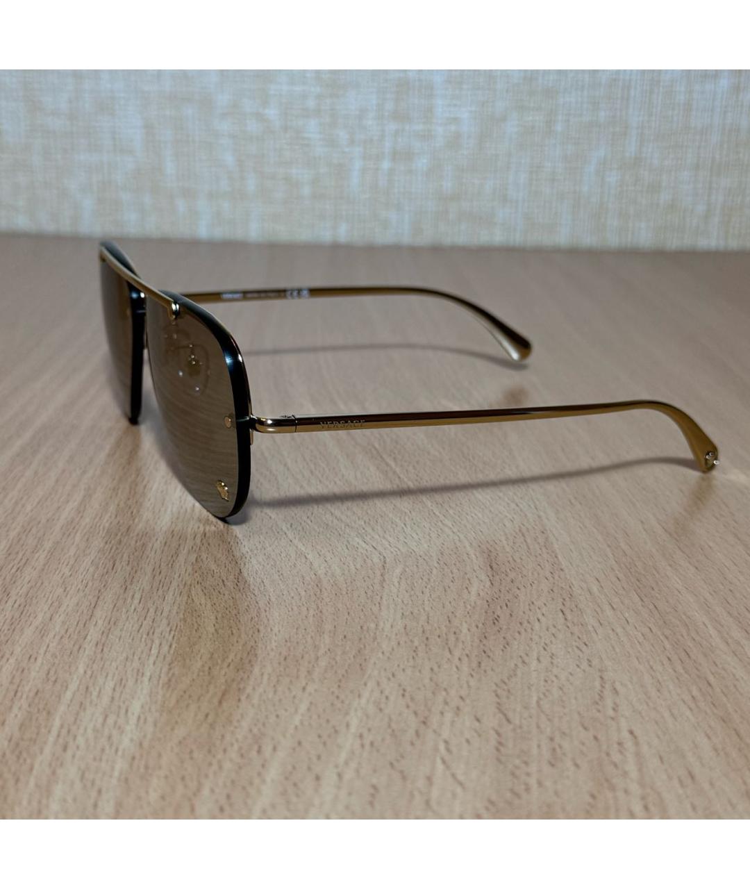 VERSACE Золотые металлические солнцезащитные очки, фото 2