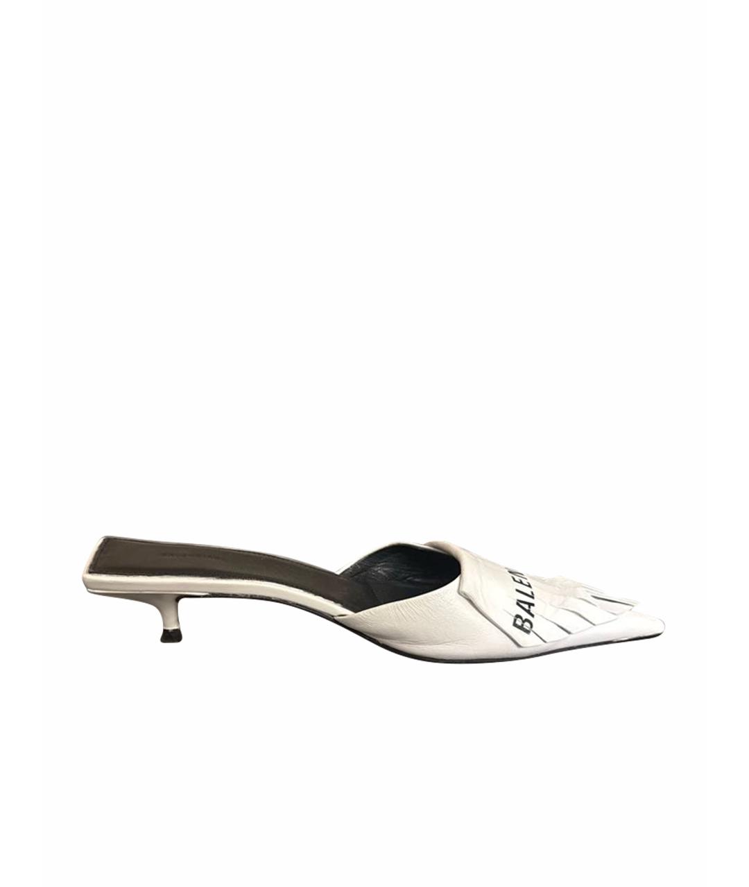 BALENCIAGA Белые кожаные мюли, фото 1