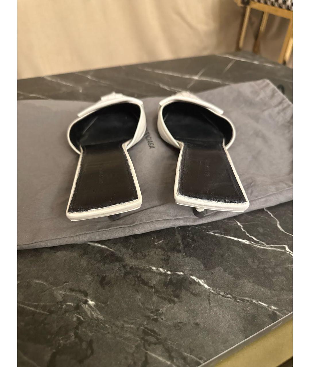 BALENCIAGA Белые кожаные мюли, фото 4