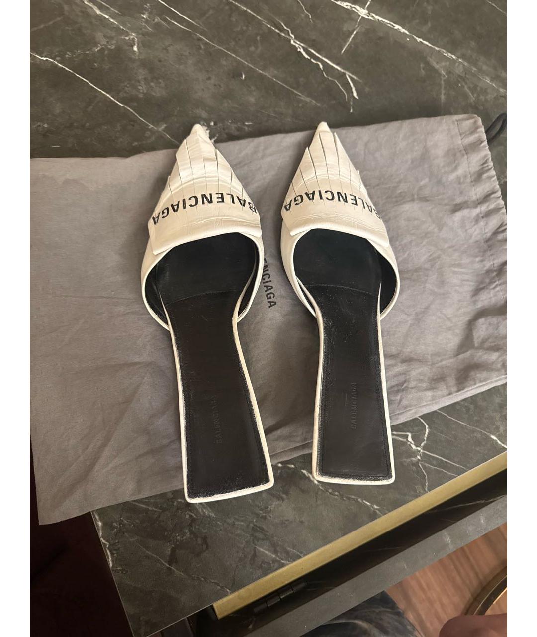 BALENCIAGA Белые кожаные мюли, фото 3
