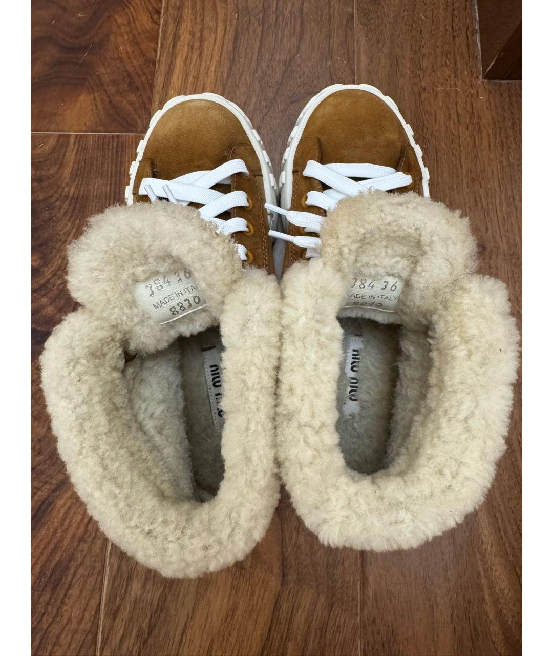 MIU MIU Коричневые замшевые кеды, фото 3