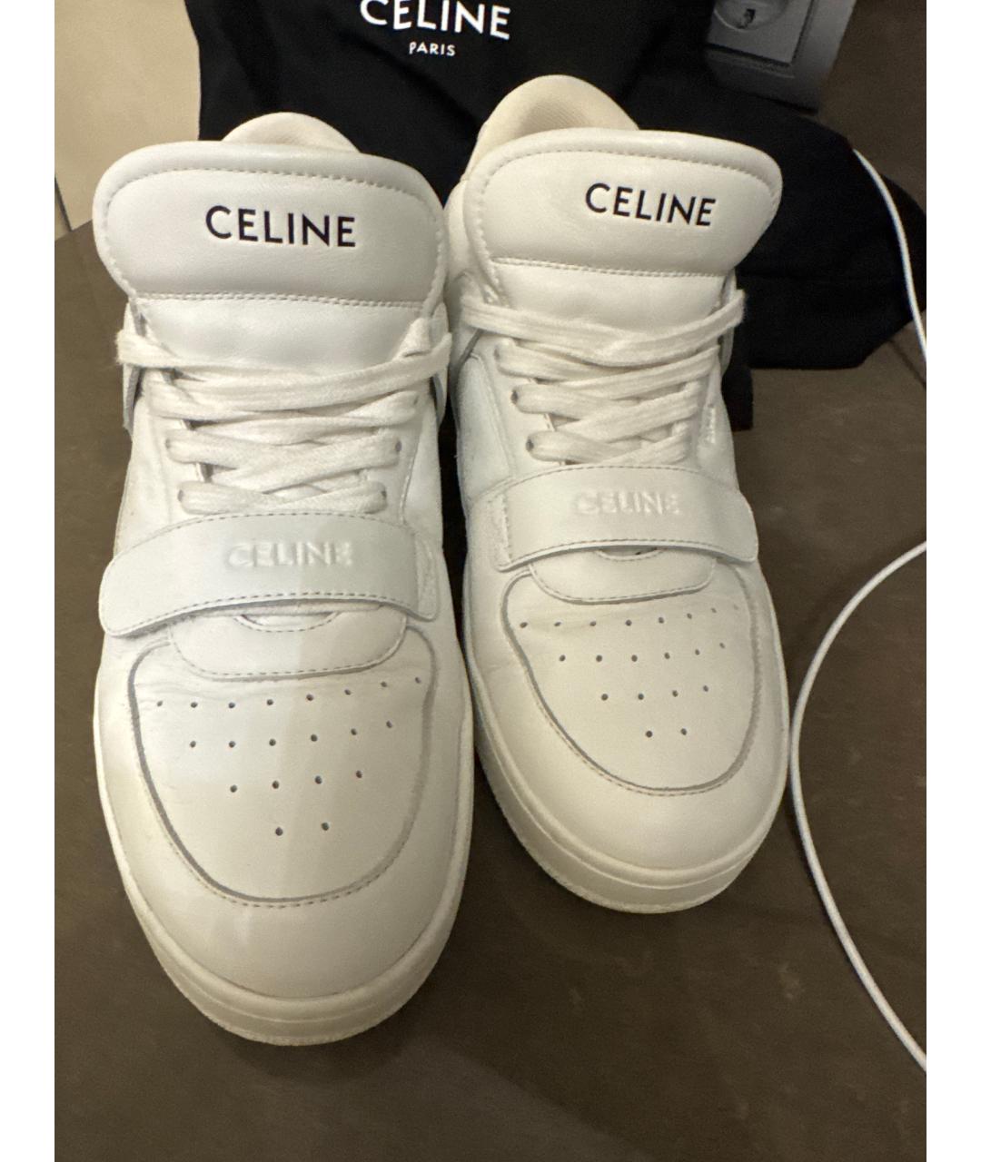 CELINE Белые кожаные кеды, фото 2