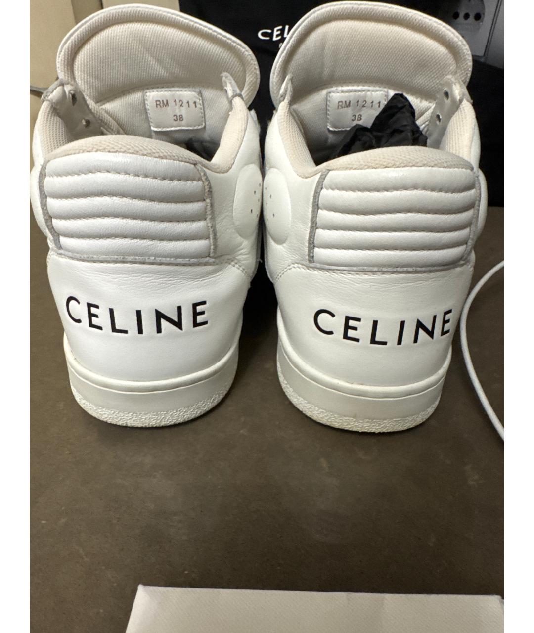 CELINE Белые кожаные кеды, фото 4