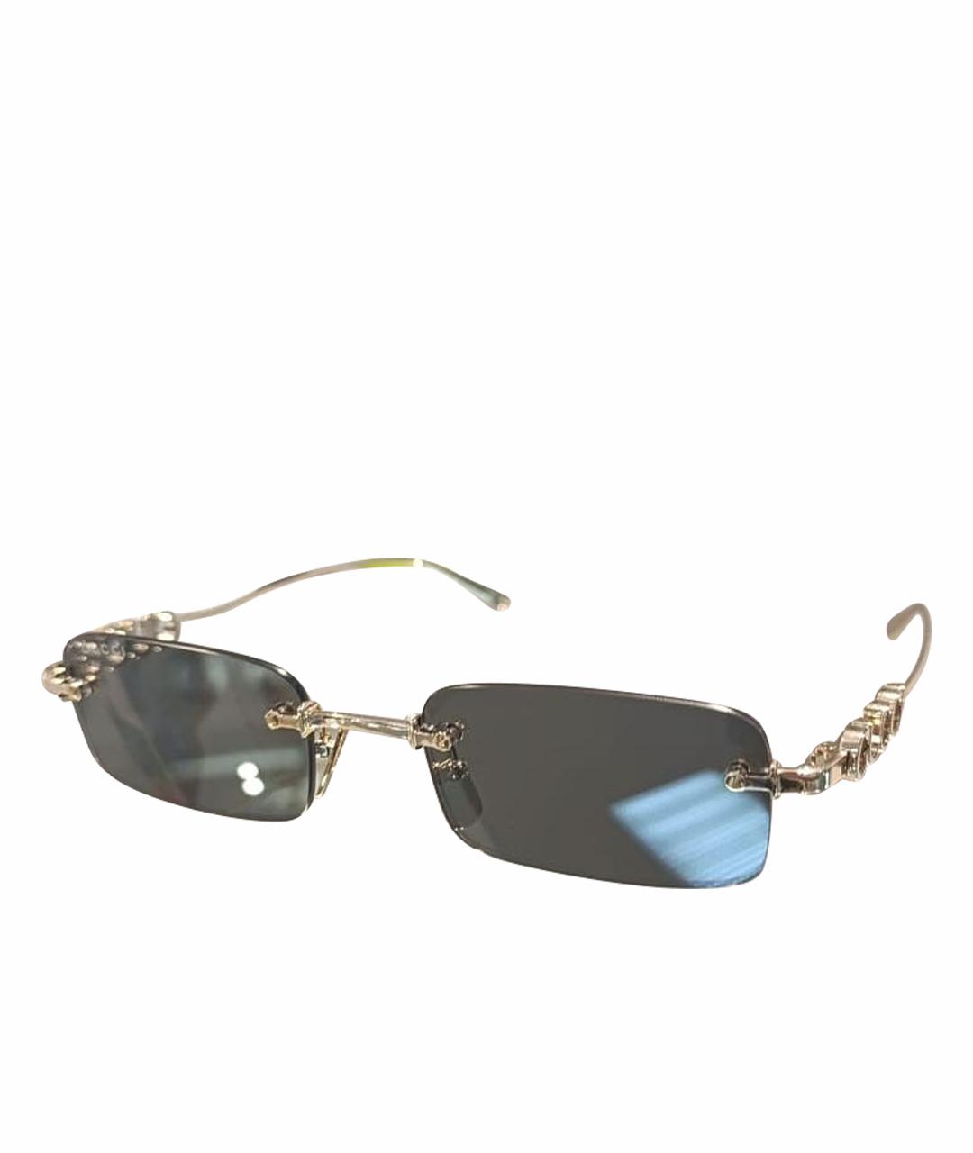 GUCCI Золотые металлические солнцезащитные очки, фото 1