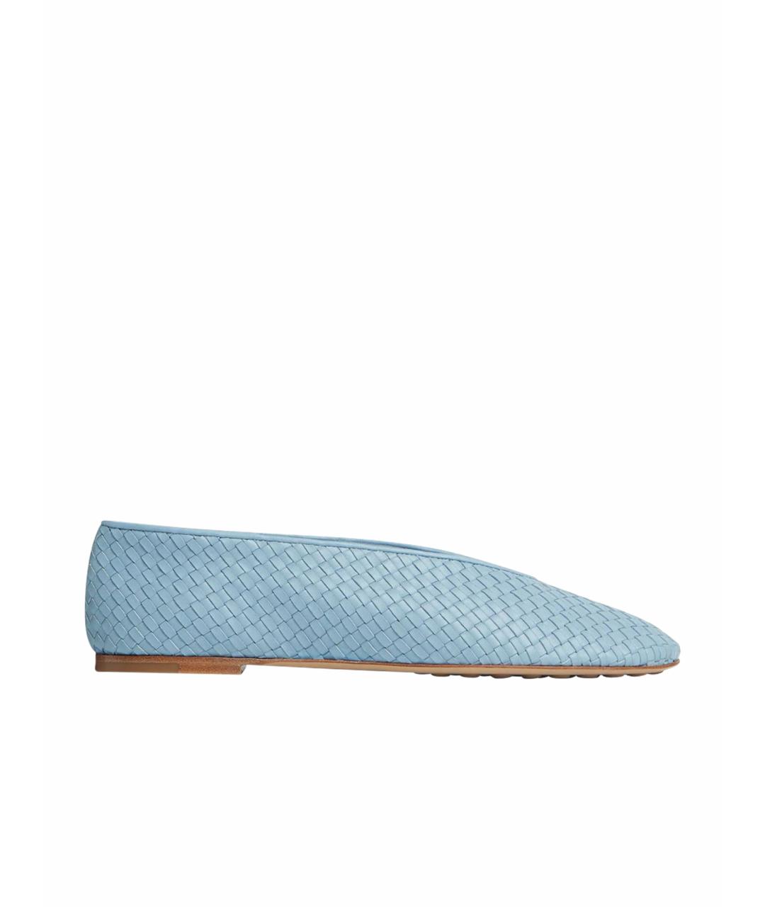 BOTTEGA VENETA Голубые кожаные балетки, фото 1