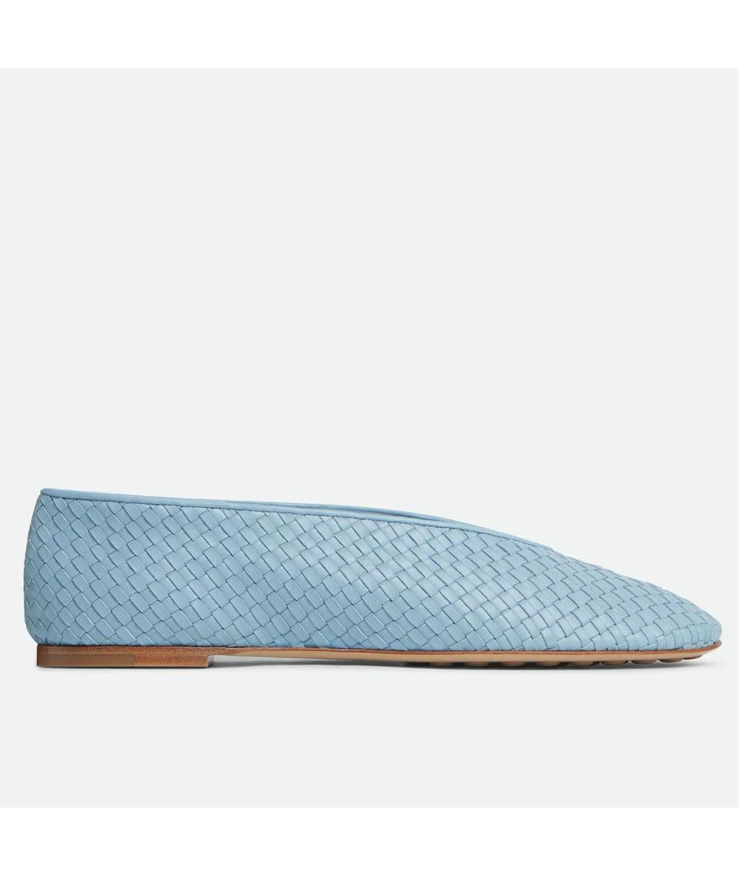 BOTTEGA VENETA Голубые кожаные балетки, фото 8