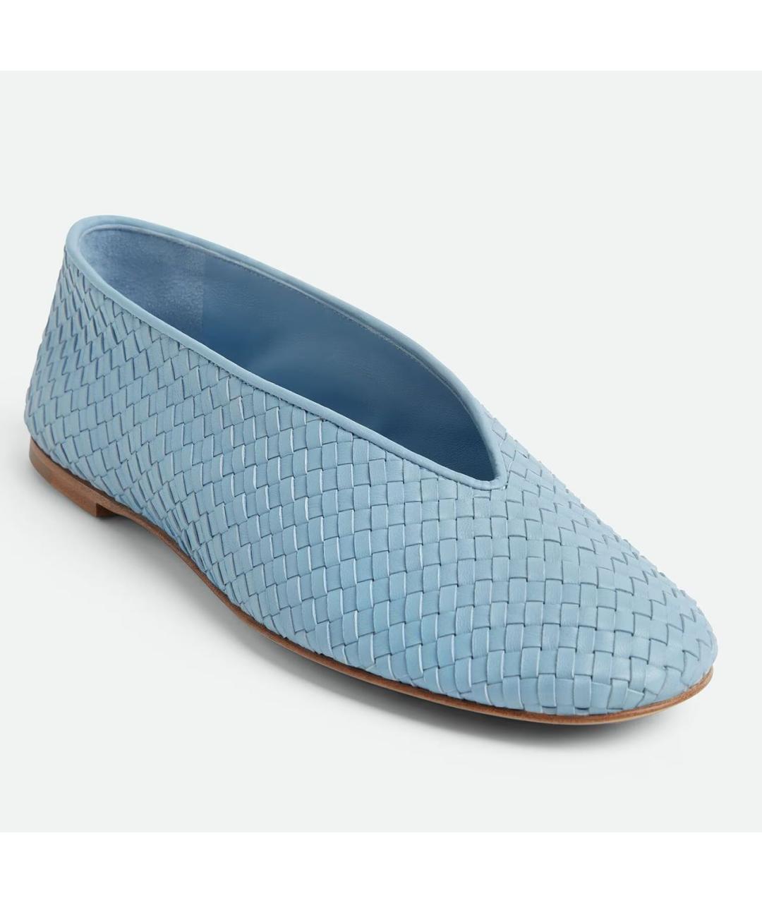 BOTTEGA VENETA Голубые кожаные балетки, фото 6