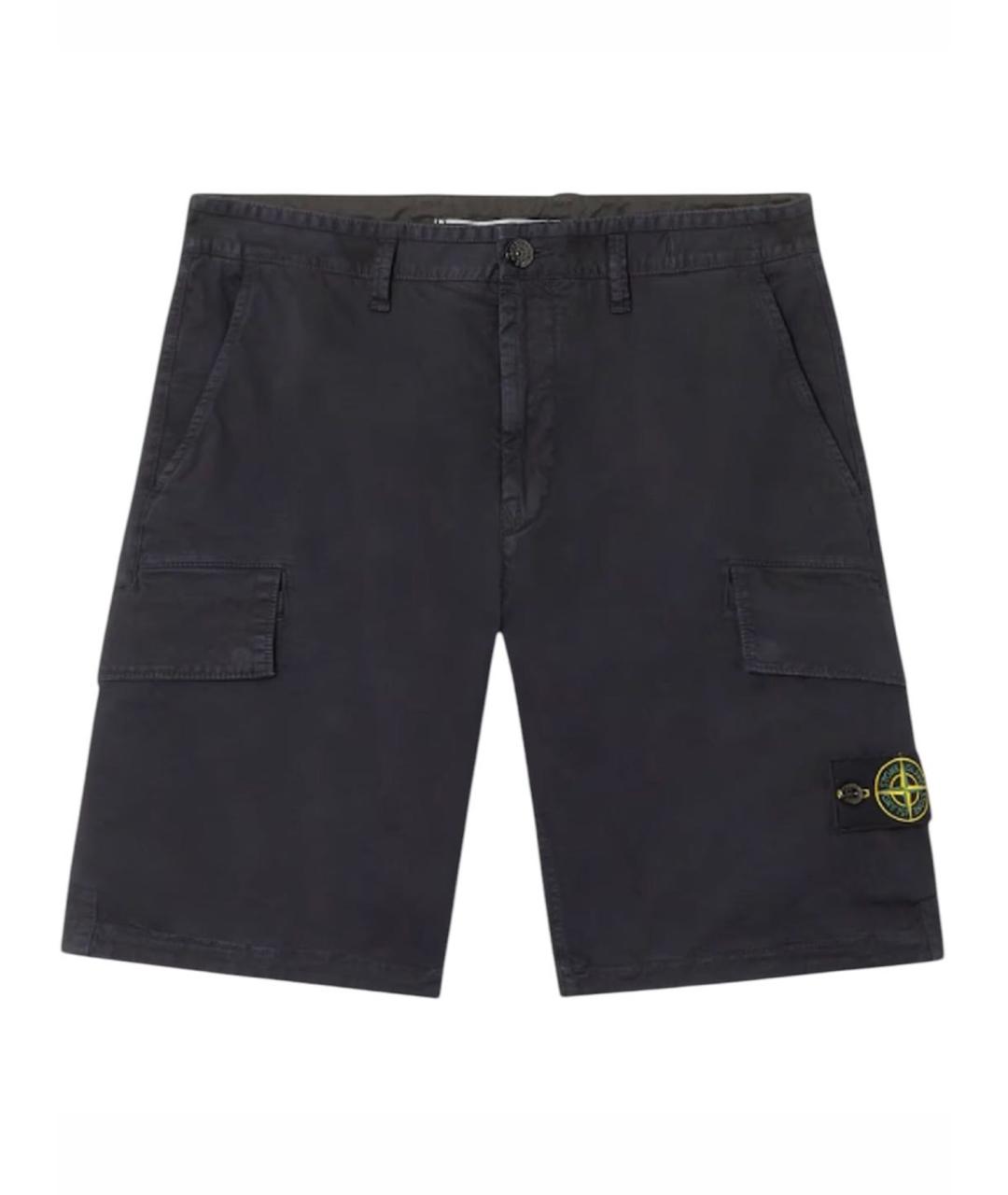 STONE ISLAND Черные хлопковые шорты, фото 1