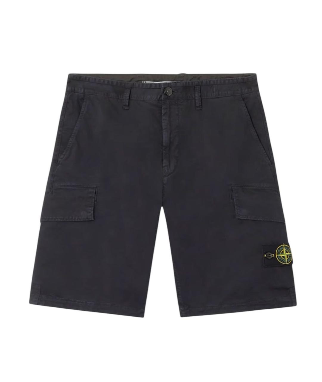 STONE ISLAND Черные хлопковые шорты, фото 3