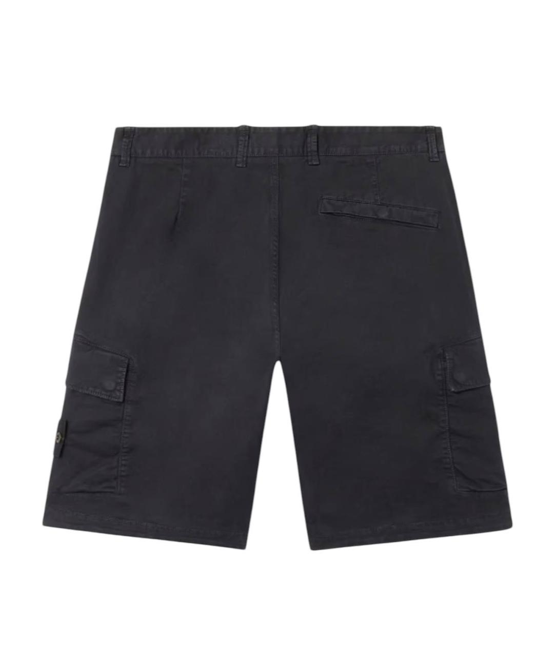 STONE ISLAND Черные хлопковые шорты, фото 2