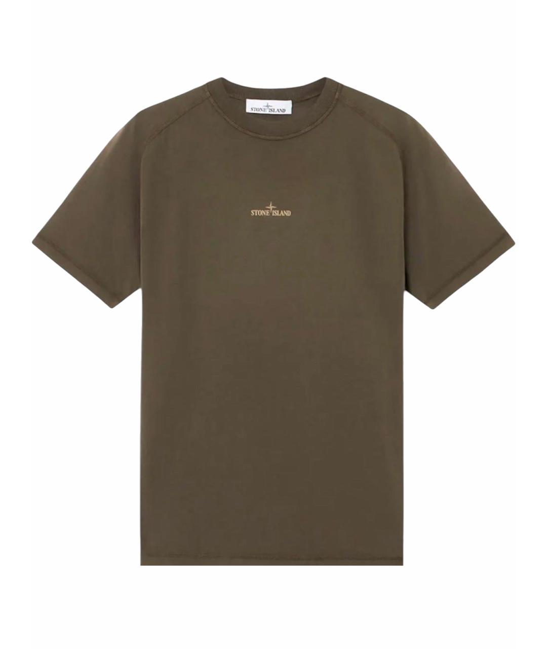 STONE ISLAND Хаки хлопковая футболка, фото 1