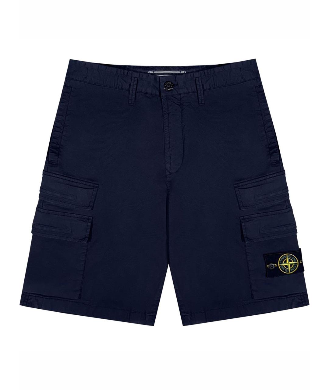 STONE ISLAND Темно-синие хлопковые шорты, фото 1