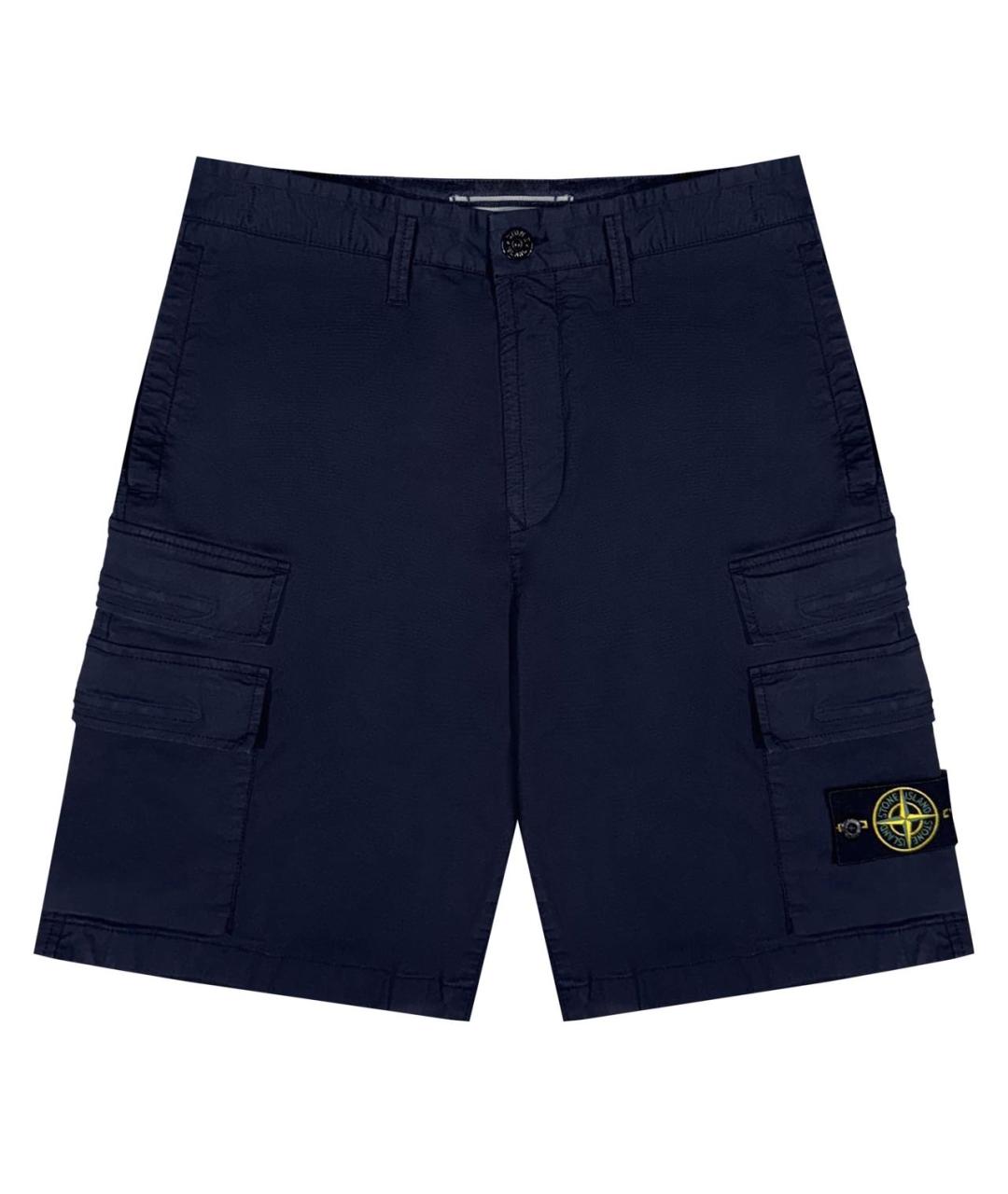 STONE ISLAND Темно-синие хлопковые шорты, фото 3