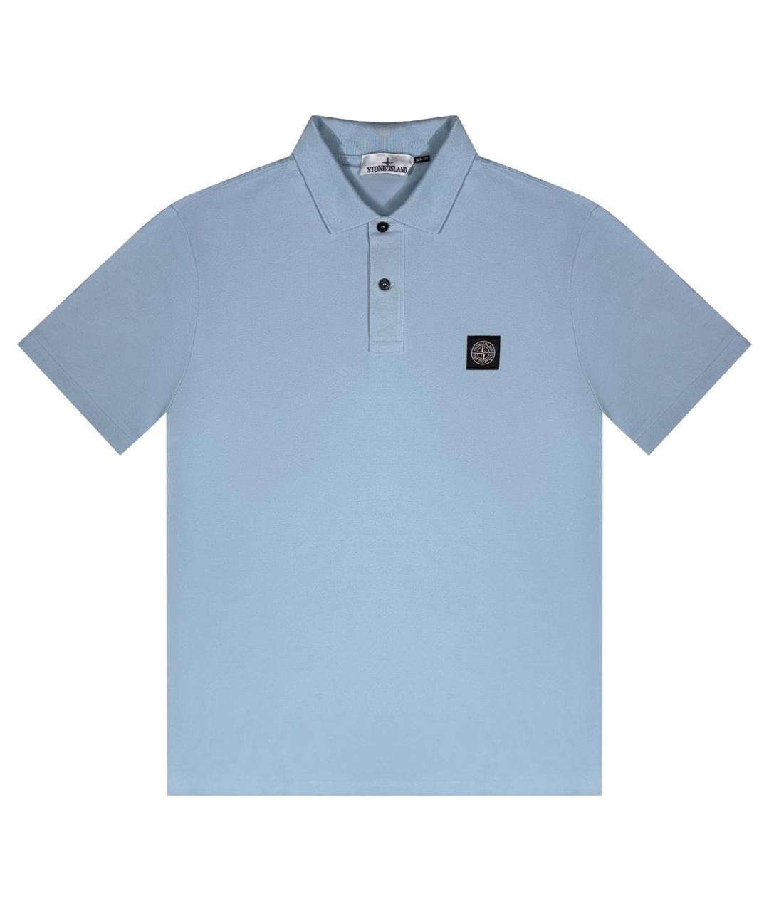 STONE ISLAND Голубое хлопковое поло с коротким рукавом, фото 3