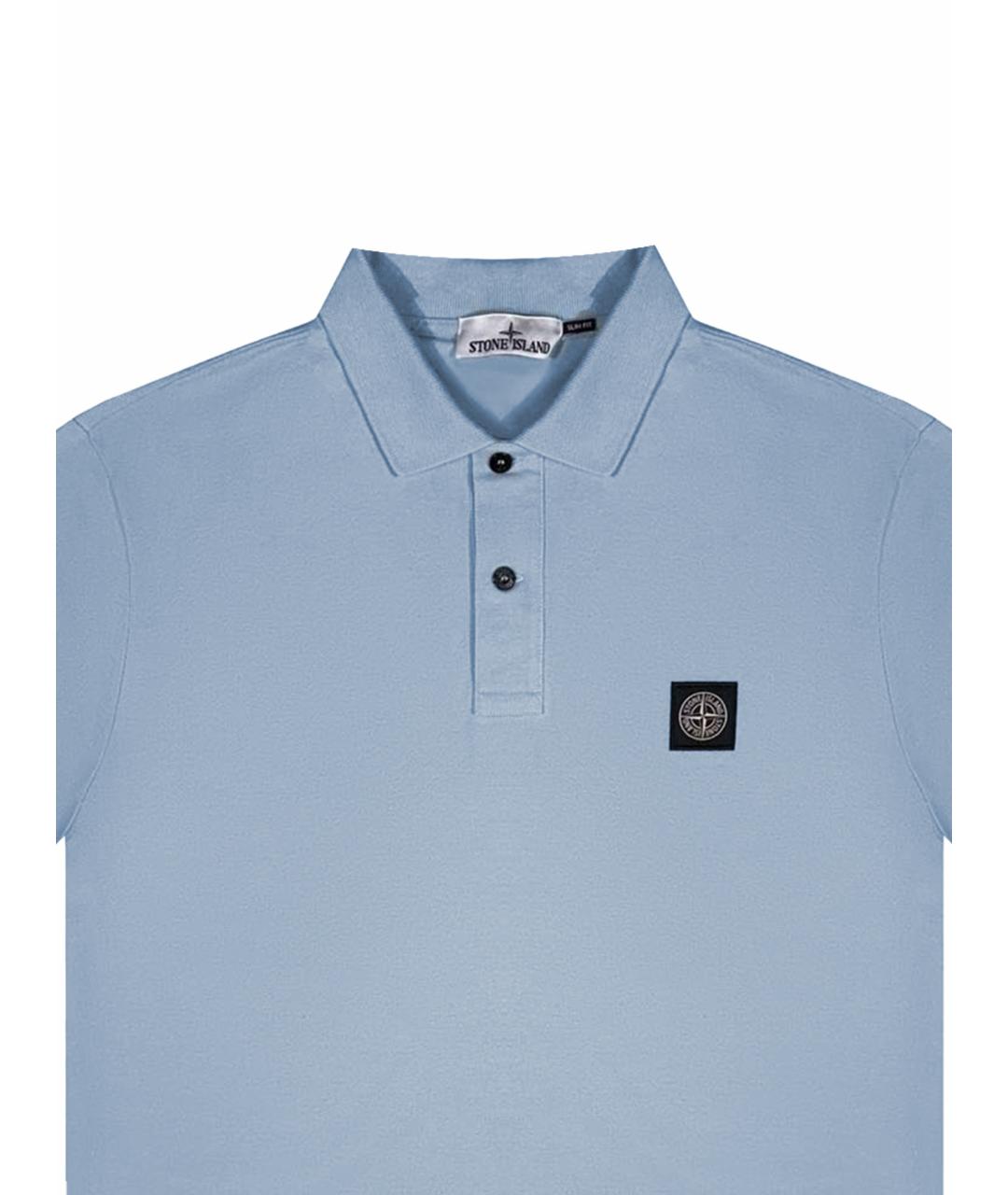STONE ISLAND Голубое хлопковое поло с коротким рукавом, фото 4