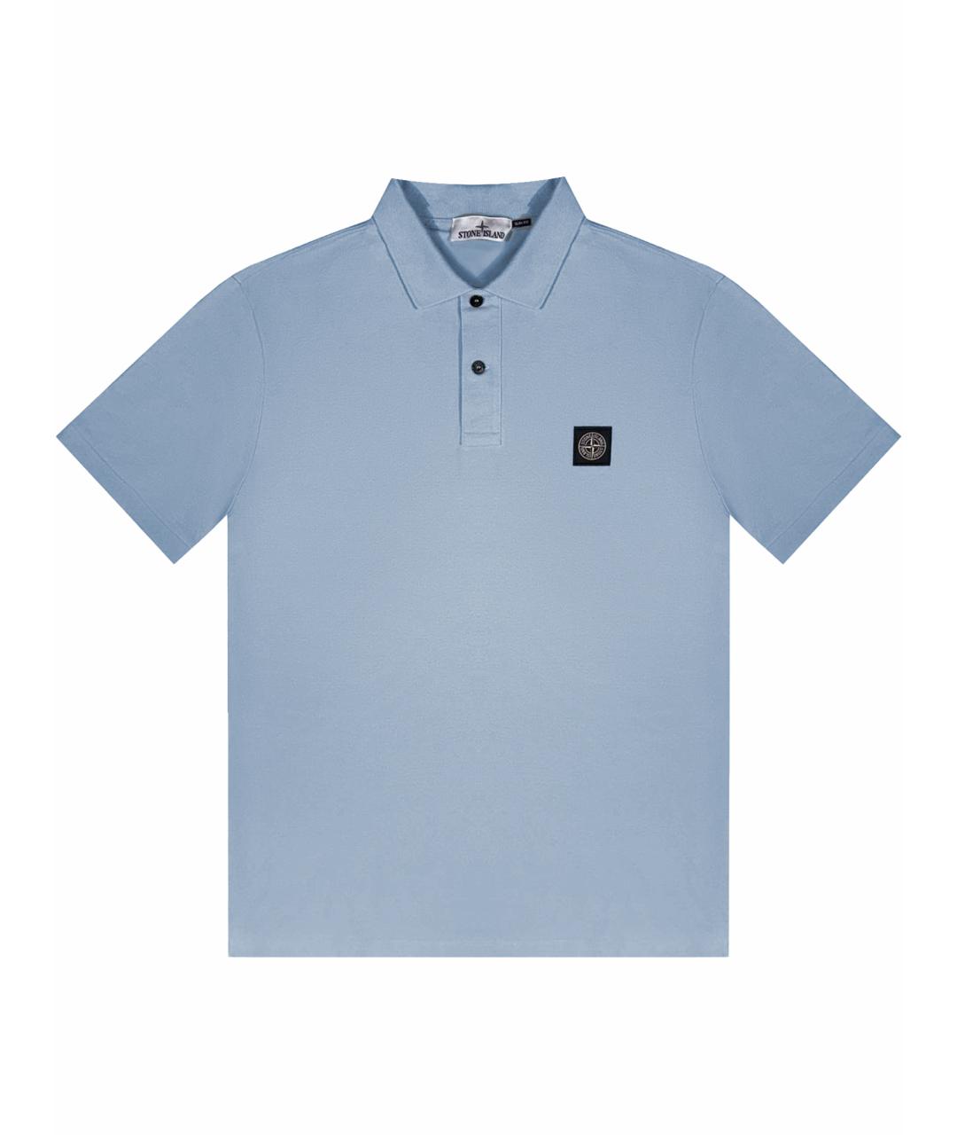 STONE ISLAND Голубое хлопковое поло с коротким рукавом, фото 1