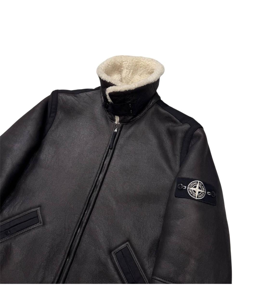 STONE ISLAND Коричневая кожаная дубленка/шуба, фото 6