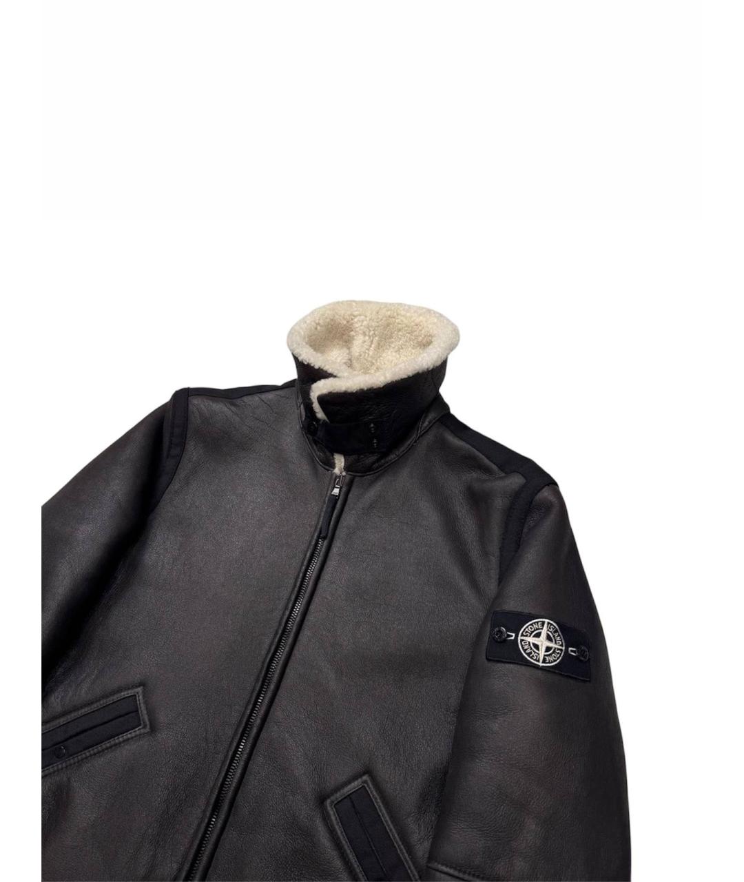 STONE ISLAND Коричневая кожаная дубленка/шуба, фото 8