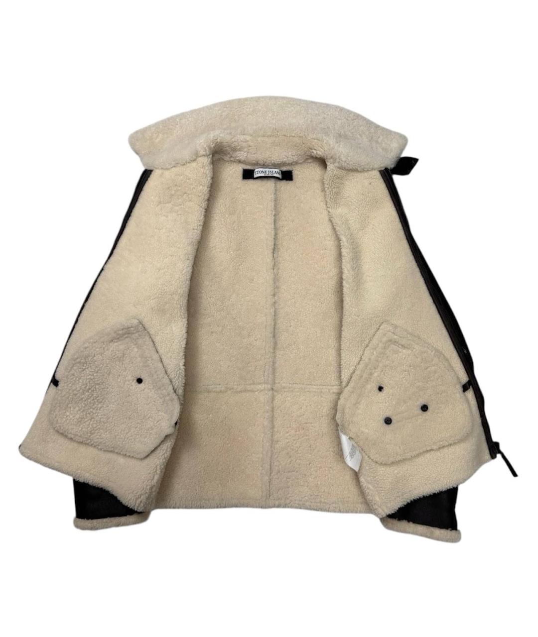 STONE ISLAND Коричневая кожаная дубленка/шуба, фото 2