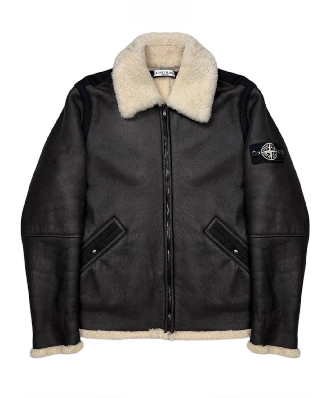 STONE ISLAND Коричневая кожаная дубленка/шуба, фото 1