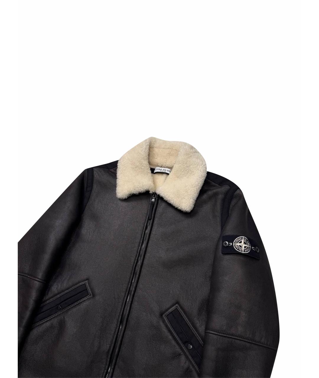 STONE ISLAND Коричневая кожаная дубленка/шуба, фото 11