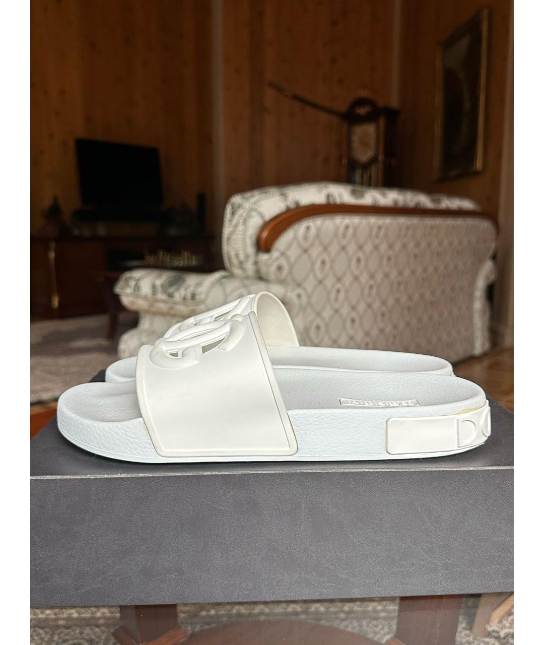 DOLCE&GABBANA Белые резиновые шлепанцы, фото 3