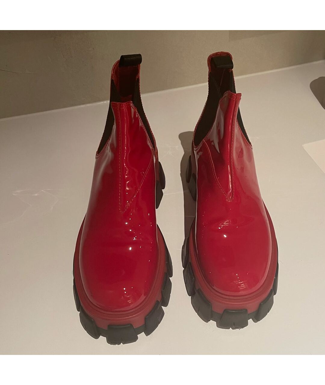 PRADA Красные ботинки из лакированной кожи, фото 2