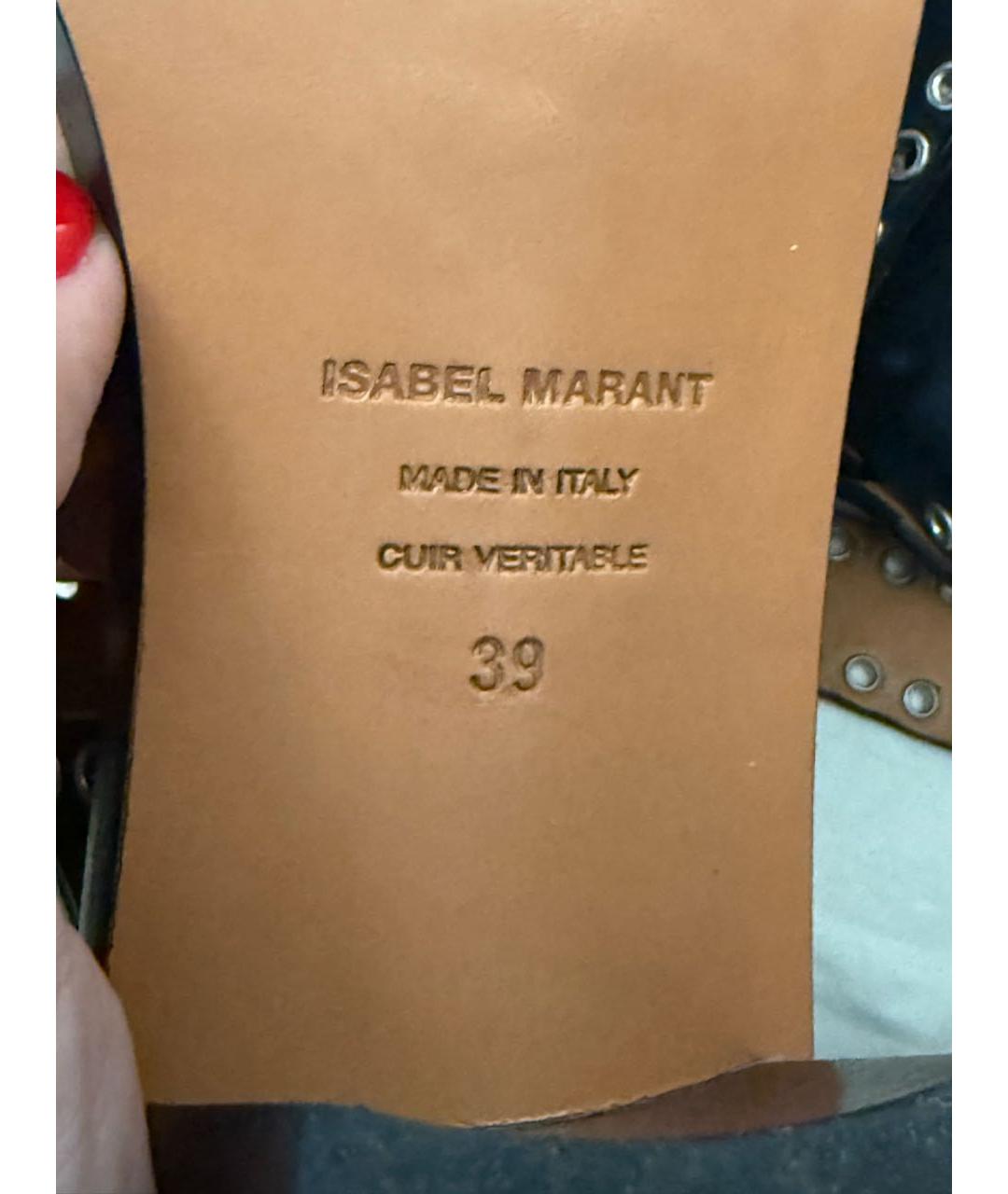 ISABEL MARANT Черные кожаные босоножки, фото 7