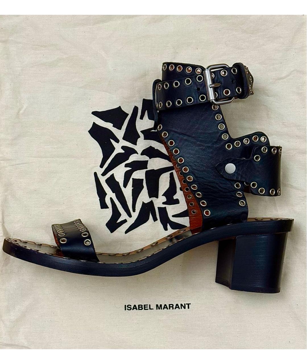 ISABEL MARANT Черные кожаные босоножки, фото 8