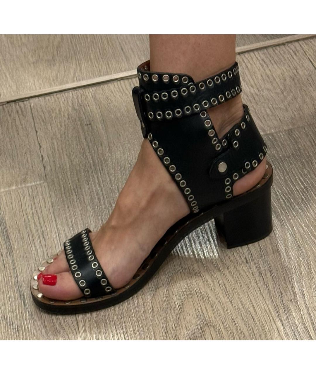 ISABEL MARANT Черные кожаные босоножки, фото 3