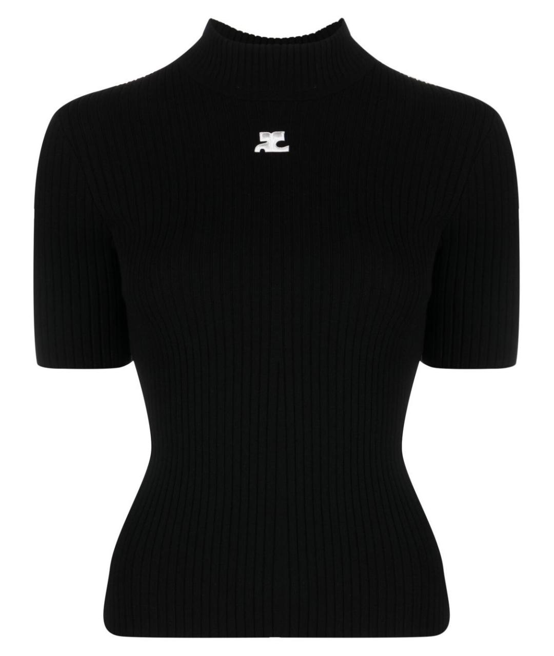 COURREGES Черная хлопковая футболка, фото 1